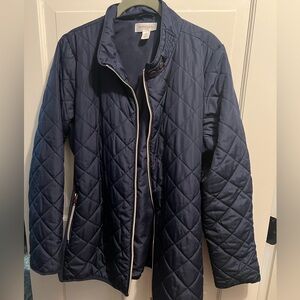 Women's maternity motherhood Navy Quilted Jacket lightweight EUC size XL